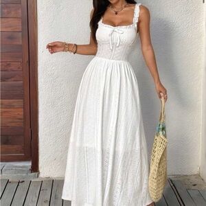 Elegant White Lace Maxi Dress